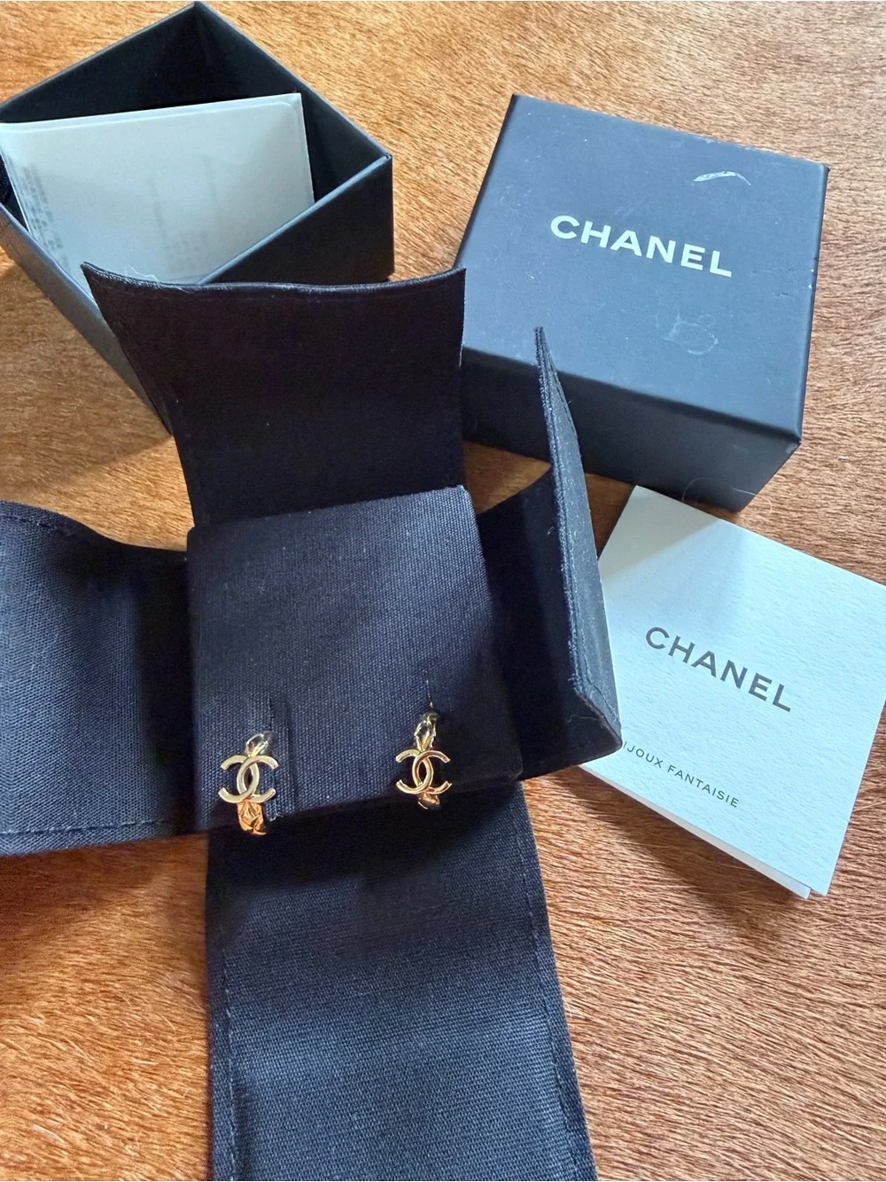 CHANEL Gold Hoop CC Emblem Earrings - Picture 1 of 8